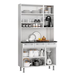 Conjunto de Cozinha Compacta Itatiaia Prisma 6 Portas 3 Gavetas 1 Nicho e Balcão de Apoio Aço - 105cm de Largura - Branco - 2