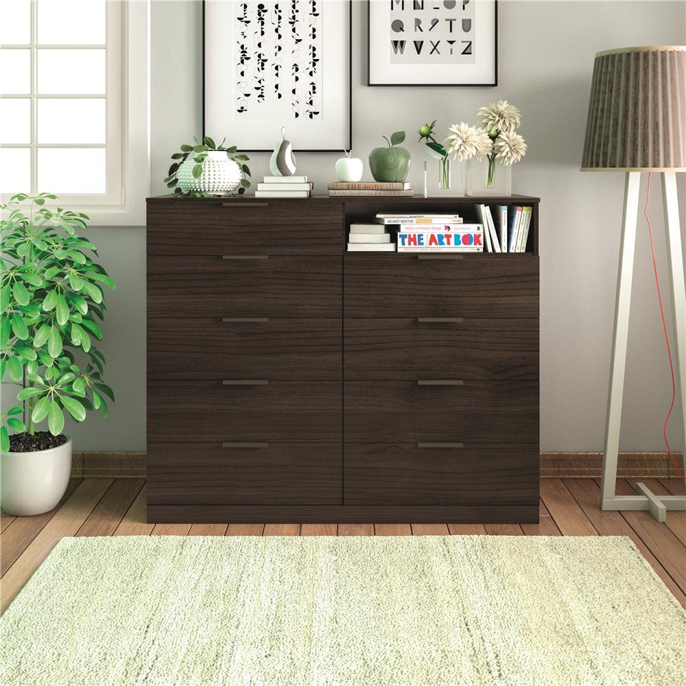 Cômoda Bartira Versati 9 Gavetas 1 Nicho - 131,9cm de Largura - Café/Bronze - 1