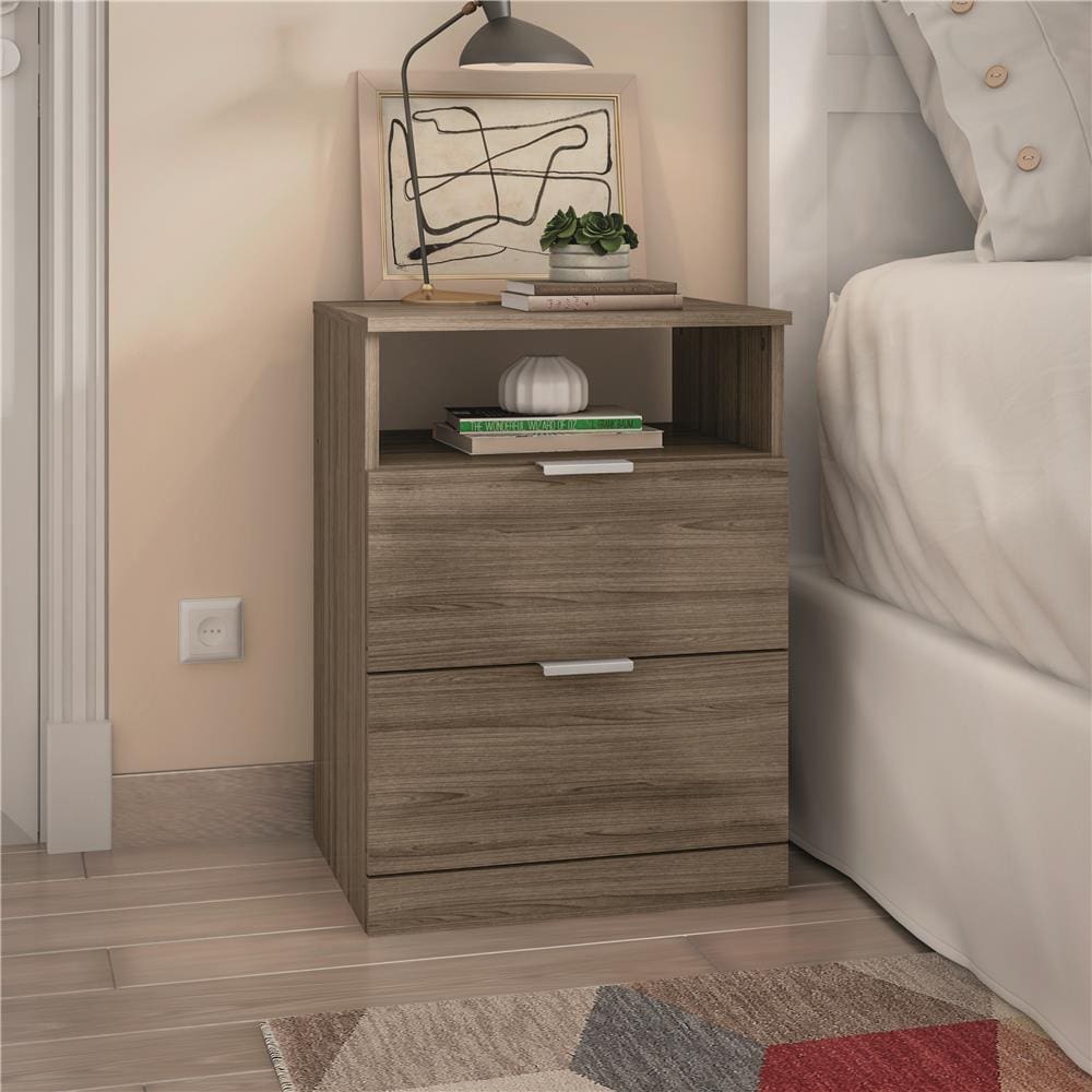 Mesa de Cabeceira Bartira Versatti com 2 Gavetas - Castanho - 1