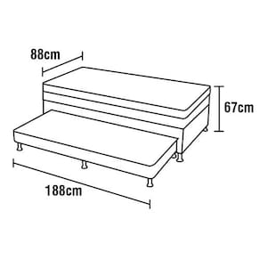 Cama Box Conjugada Solteiro Softflex Imperial Espuma D28 55x88x188 cm - Preto - 2