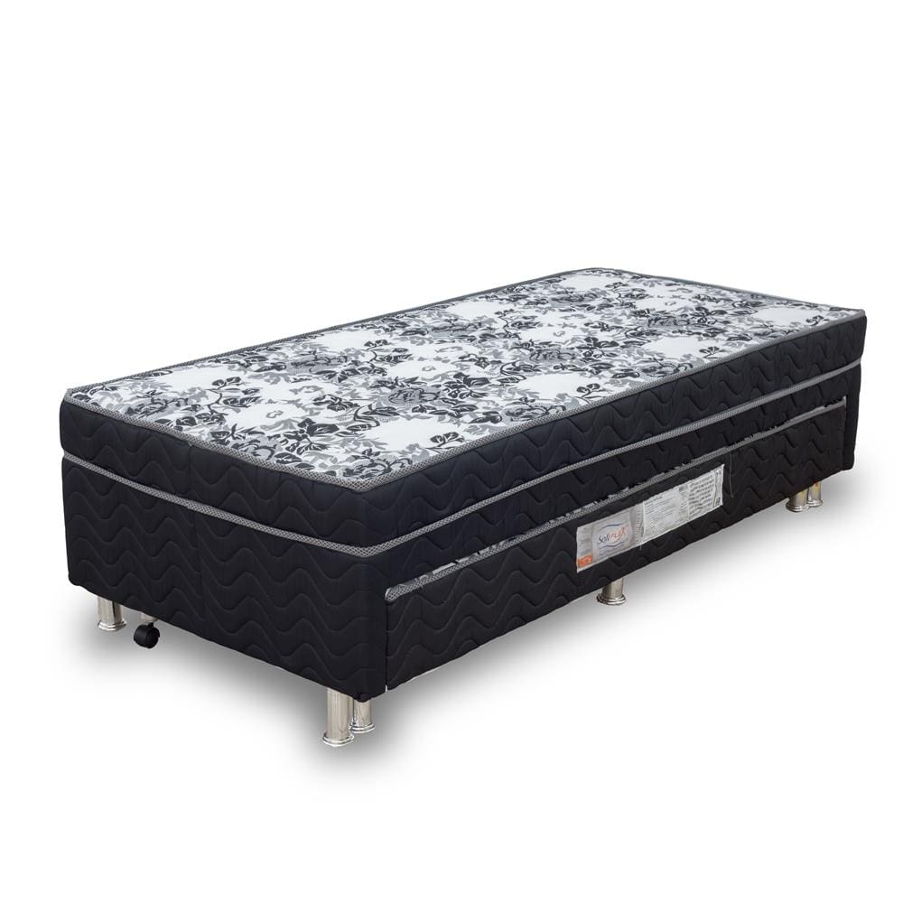 Cama Box Conjugada Solteiro Softflex Imperial Espuma D28 55x88x188 cm - Preto - 1