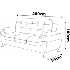 Sofá 3 Lugares Linoforte Mercury Revestido em Tecido Suede - 200cm de largura