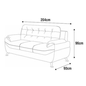 Sofá de 3 Lugares Linoforte Bélgica com 204 cm de Largura e Revestido em Tecido Suede