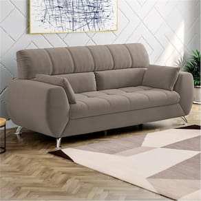 Sofá de 3 Lugares Linoforte Bélgica com 204 cm de Largura e Revestido em Tecido Suede
