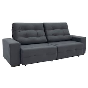 Sofá 4 Lugares Linoforte Bonno Retrátil e Reclinável Revestido em Tecido Suede - 230cm de Largura - Cinza Cosmo - 1
