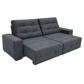 Sofá 4 Lugares Linoforte Bonno Retrátil e Reclinável Revestido em Tecido Suede - 230cm de Largura - Cinza Cosmo - 2