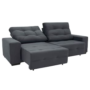 Sofá 4 Lugares Linoforte Bonno Retrátil e Reclinável Revestido em Tecido Suede - 230cm de Largura - Cinza Cosmo - 3