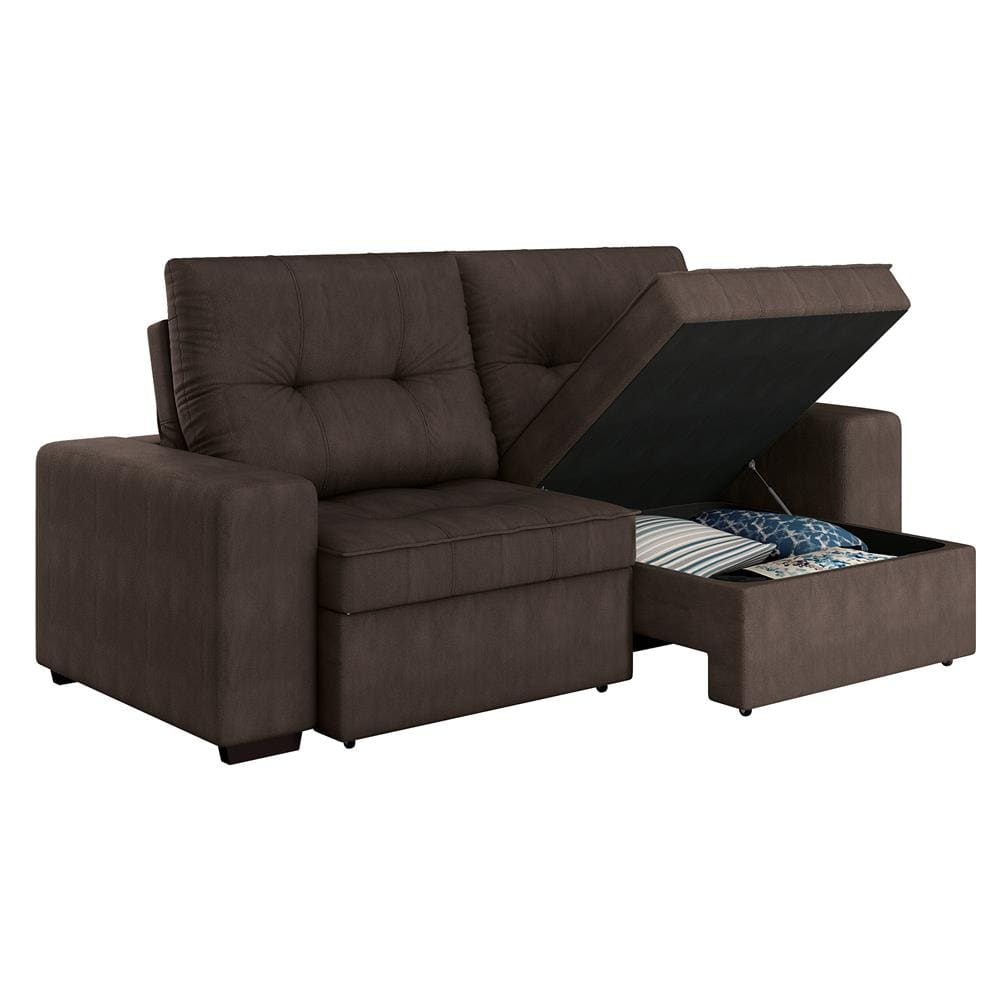 Sofá 4 Lugares Linoforte Dublin Retrátil e Reclinável, com Baú e