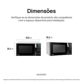 Forno de Micro-ondas LG 30 Litros MS3091 com Função Limpa Fácil e Descongelamento Uniforme - Preto e Branco
