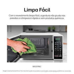 Forno de Micro-ondas LG 30 Litros MS3091 com Função Limpa Fácil e Descongelamento Uniforme - Preto e Branco