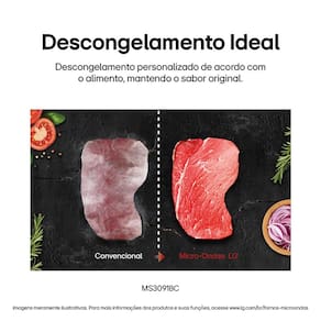 Forno de Micro-ondas LG 30 Litros MS3091 com Função Limpa Fácil e Descongelamento Uniforme - Preto e Branco