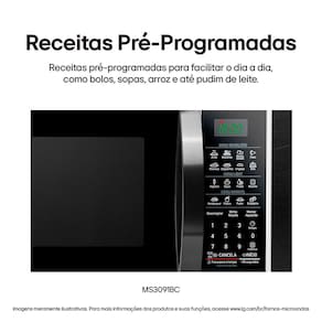 Forno de Micro-ondas LG 30 Litros MS3091 com Função Limpa Fácil e Descongelamento Uniforme - Preto e Branco