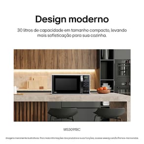 Forno de Micro-ondas LG 30 Litros MS3091 com Função Limpa Fácil e Descongelamento Uniforme - Preto e Branco