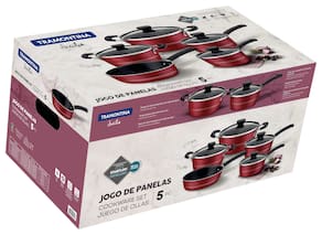 Jogo de Panelas Tramontina Sicilia 5 Peças Revestimento Antiaderente Starflon Excellent Vermelho