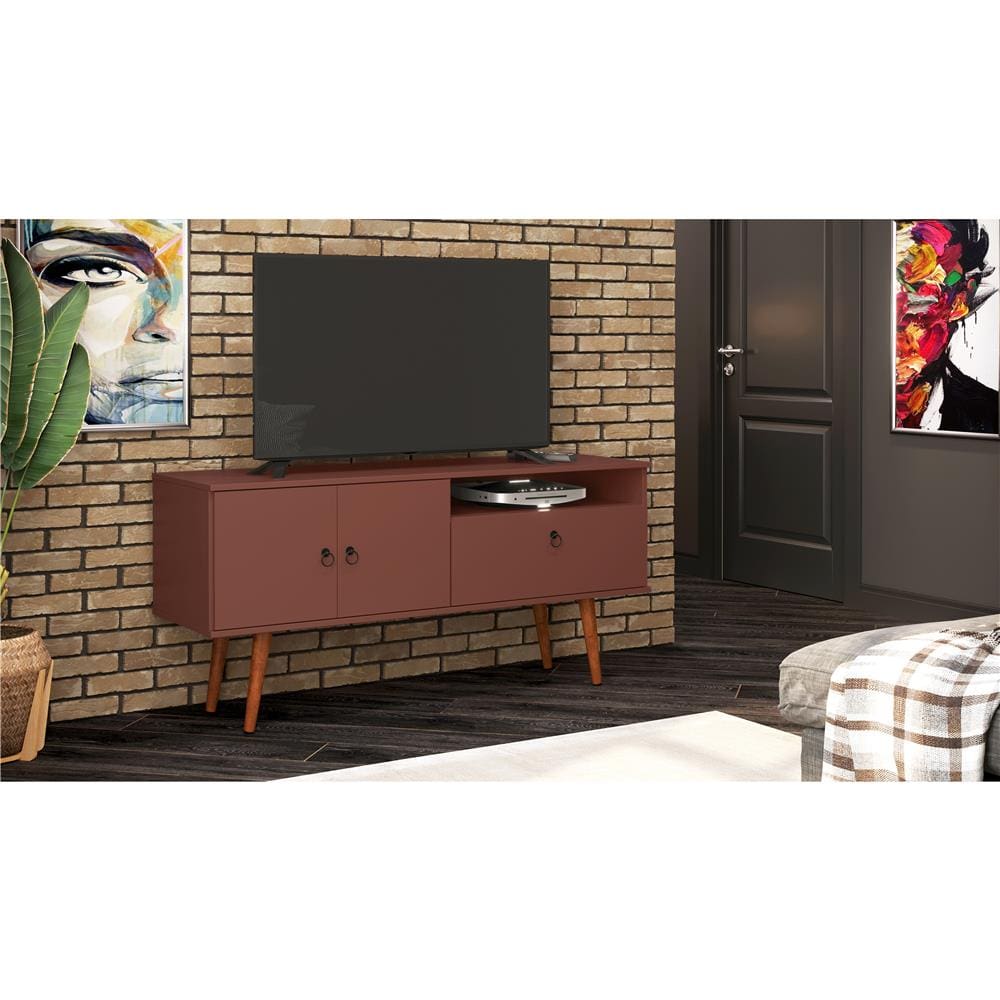 Rack Patrimar Brito com 137 cm de Largura, Ideal para TV de até 52” - RACK PATRIMAR BRITO A68XL137 MARSALA. - 1