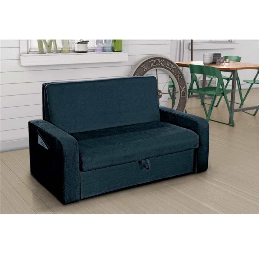 Sofá-cama Matrix Motta em Tecido Suede com Baú - Azul Petróleo - 1