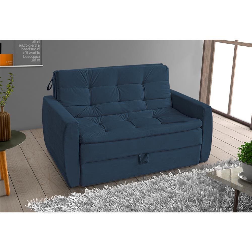 Sofá-cama Matrix Taylor em Tecido Veludo - Azul - 1