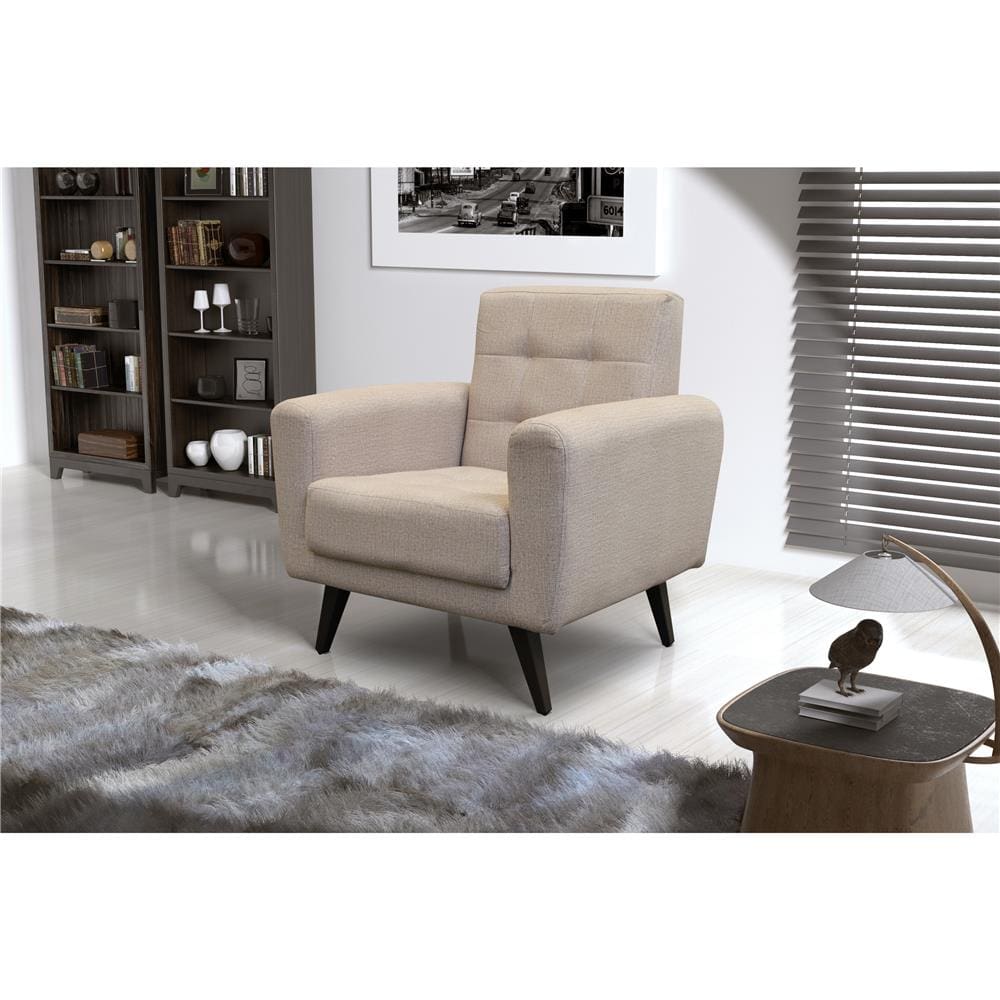 Poltrona Matrix Cora em Veludo Plush e Pés Palito - Bege - 1