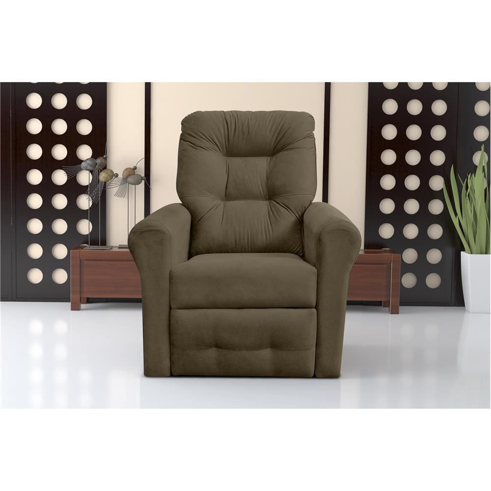 Poltrona Matrix Nala com Encosto Reclinável e Revestida em Veludo Light - Castor - 1