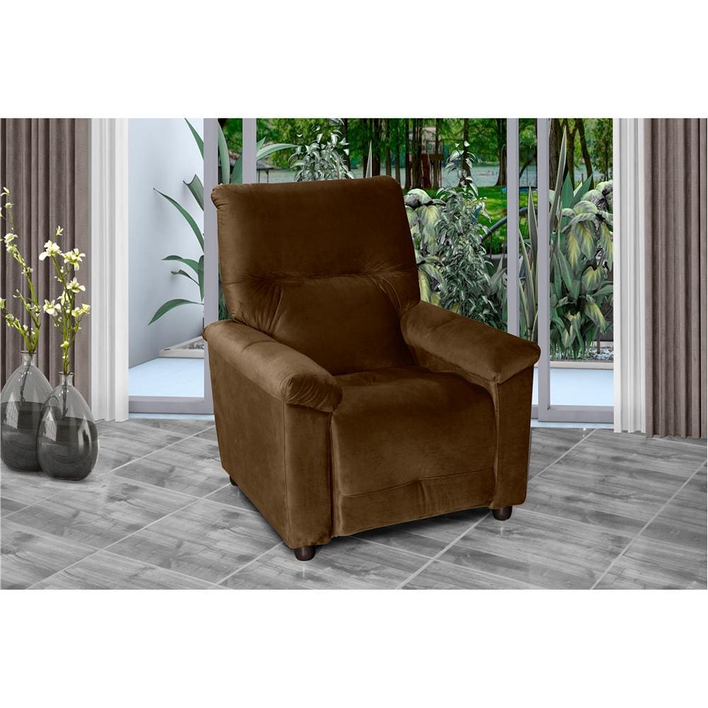 Poltrona Matrix Vegas com Encosto Reclinável em Veludo - Café - 1