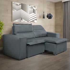 Sofá 3 Lugares Luizzi Montana com 204 cm de Largura, Retrátil e Reclinável, Revestido em Suede Veludo