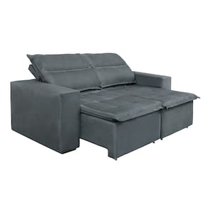 Sofá 3 Lugares Luizzi Montana com 204 cm de Largura, Retrátil e Reclinável, Revestido em Suede Veludo