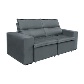 Sofá 3 Lugares Luizzi Montana com 204 cm de Largura, Retrátil e Reclinável, Revestido em Suede Veludo