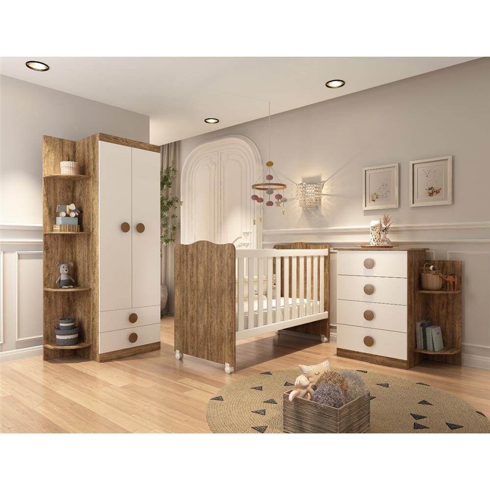 Cômoda Infantil Imaza Xodó com 4 Gavetas - Castanho / Branco - 1