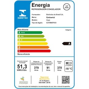 Geladeira Continental TC41 Frost Free Branca com Gavetão de Frutas - 370 litros