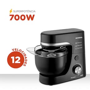 Batedeira Planetária Mondial BP-03 com 12 Velocidades e 700W – Preto - 220V - 1