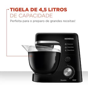 Batedeira Planetária Mondial BP-03 com 12 Velocidades e 700W – Preto - 220V - 3