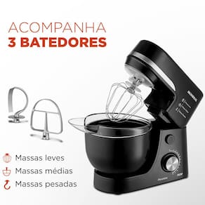 Batedeira Planetária Mondial BP-03 com 12 Velocidades e 700W – Preto