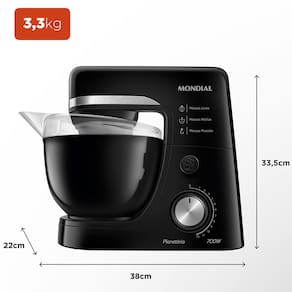 Batedeira Planetária Mondial BP-03 com 12 Velocidades e 700W – Preto