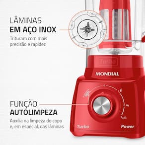 Liquidificador Mondial L99-FR Turbo Power Vermelho com 3 Velocidades - 500W
