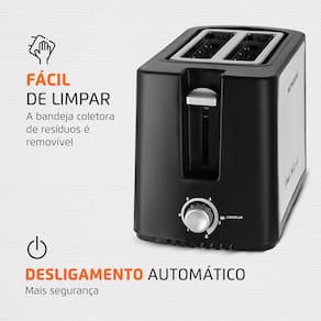 Torradeira Smart Toast Mondial T-13 com 6 opções de tostagem – Preto/Inox