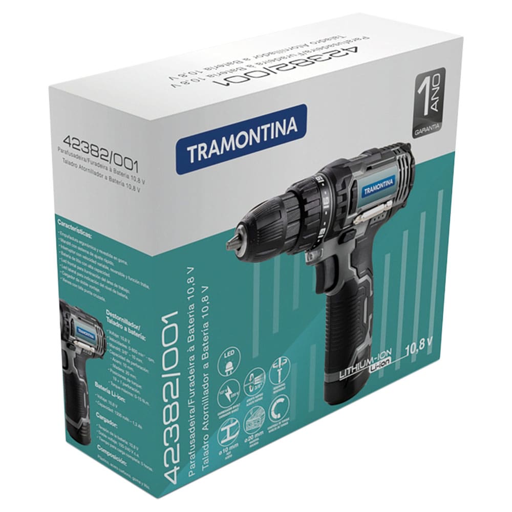 Furadeira/Parafusadeira Tramontina 42382001 3/8" – 10.8V - FURAD PARAF A BATERIA 10.8V TRAMONTINA . - 2