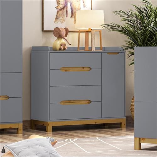 Cômoda Henn Isabelly com 4 Gavetas e 1 Porta - Cinza - 1