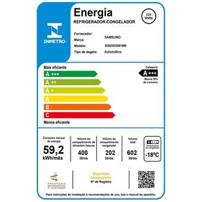 Geladeira Samsung Inverter Frost Free Side By Side RS65R 3 Portas com Tecnologia Exclusiva SpaceMax Inox Look - 602L