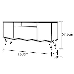 Rack Madetec Retrô Frizz com 150cm de Largura, Ideal para TV`s de Até 65" - Naturale/Off White - 2