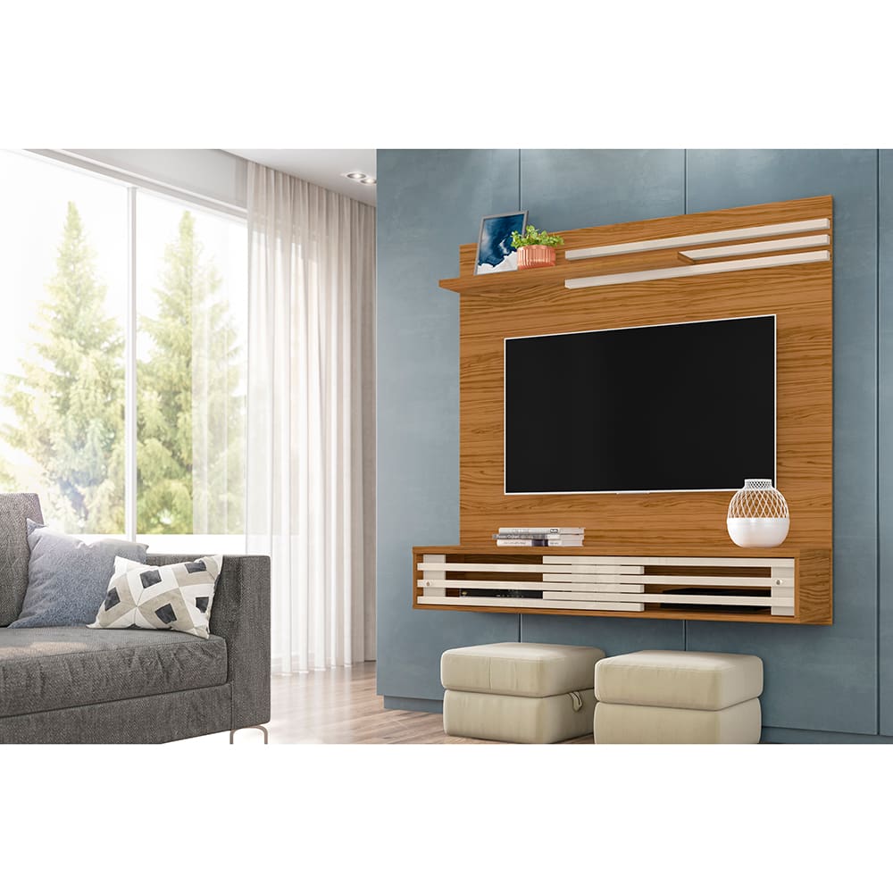 Painel Home Madetec Sublime com 136cm de Largura, Ideal para TV’s de até 55" - Naturale/Off White - 2