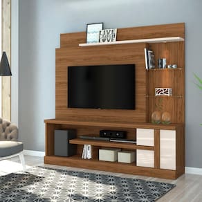 Estante Home Madetec Alan com 181,5 cm de Largura, Ideal para TV de Até 55” - Natural/Off White - 3