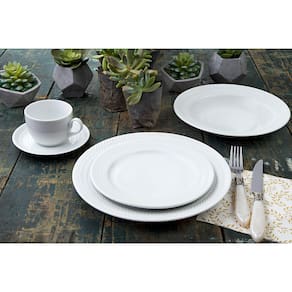 Conjunto de Pratos Fundos Germer Chevron em Porcelana Branco – 6 Peças
