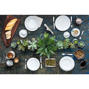 Conjunto de Pratos Fundos Germer Chevron em Porcelana Branco – 6 Peças