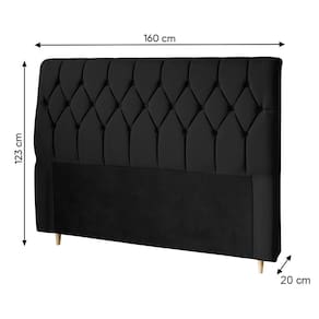 Cabeceira para Cama Queen Size Dobue Palladium com 160cm de Largura - Preto - 2