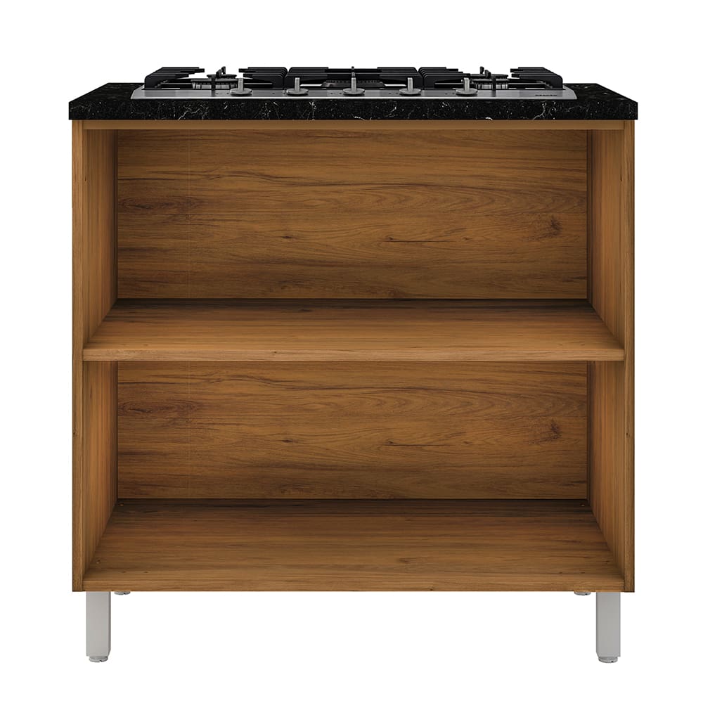 Balcão para Cooktop de 5 Bocas Bartira Amazonita com 1 Porta, 1 Gaveta e 1 Prateleira - 80,1cm de largura - Preto Stone - 1