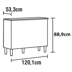 Balcão Triplo Bartira Amazonita com 3 Portas e 1 Prateleira - 120,1cm de largura - Grapia - 2