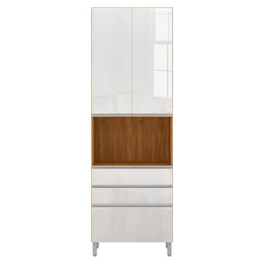 Paneleiro Bartira Amazonita 2 Portas 3 Gavetas 2 Prateleiras Internas 1 Nicho Aço - 71cm de Largura - Damasco - 1