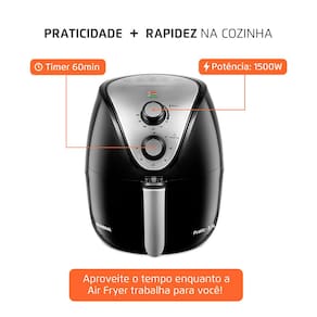 Fritadeira Elétrica Sem Óleo Air Fryer Mondial AF-30 Family Inox IV 3,5l – Preta