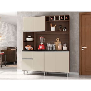 Cozinha Compacta Poliman Alice com 6 Portas, 1 Gaveta e 2 Prateleiras - 160cm de largura
