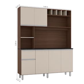 Cozinha Compacta Poliman Alice com 6 Portas, 1 Gaveta e 2 Prateleiras - 160cm de largura